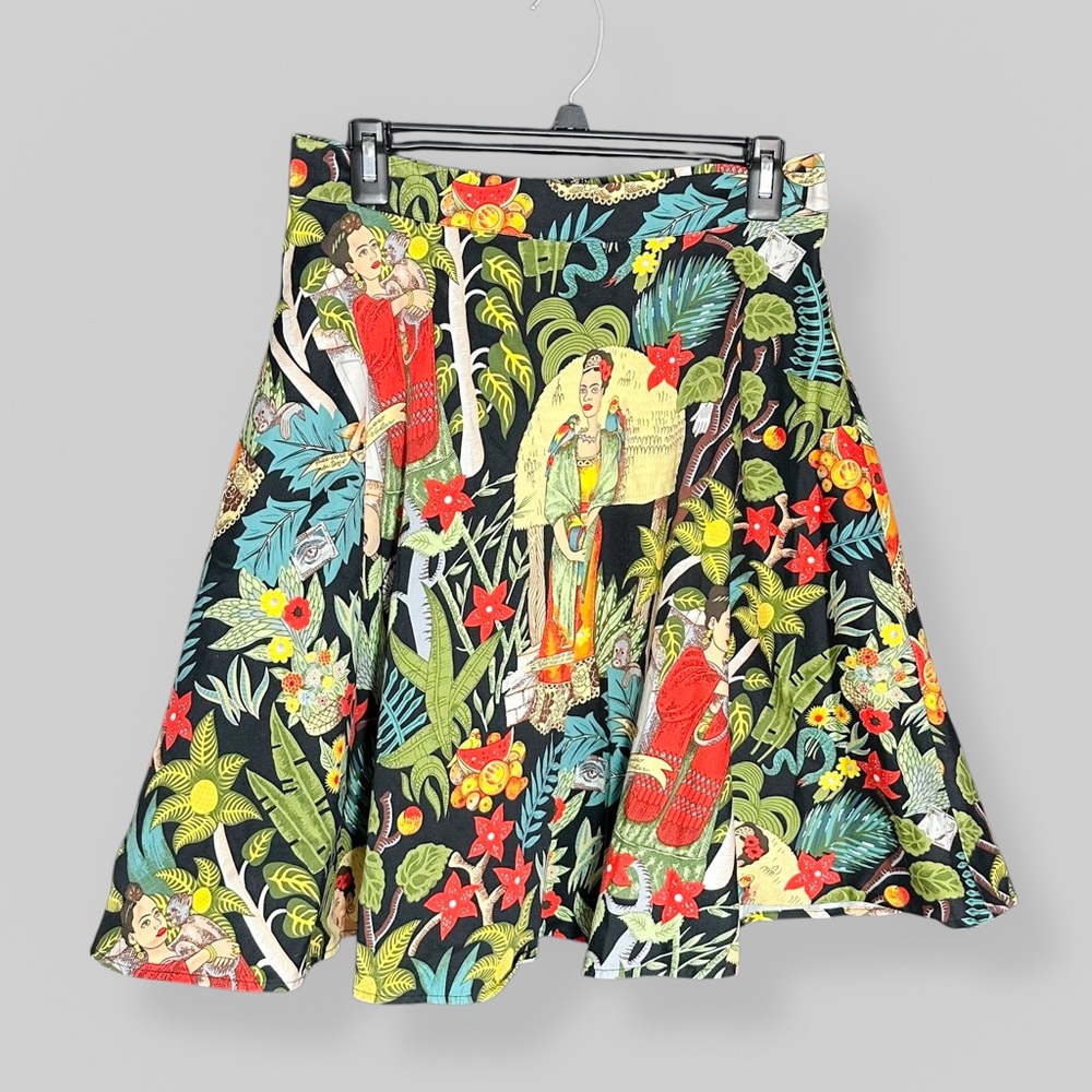 Frida Kahlo Size Large Juliette Swing Skirt Colorful Casual Mexican Folk Art
